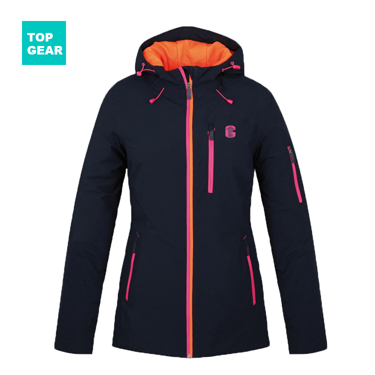 Women's softshell ski jacket with connected hood