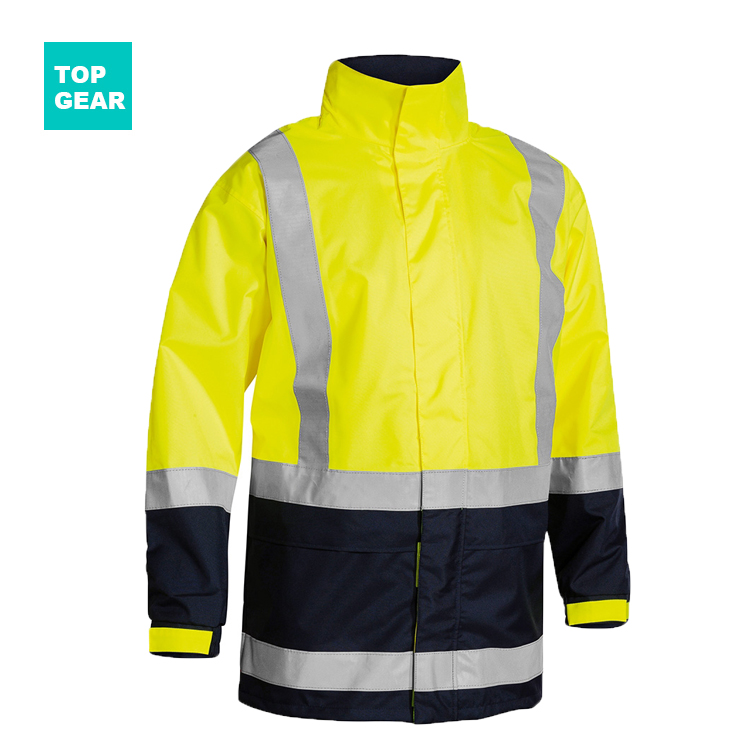 Men's hi-viz waterproof jacket with stand collar