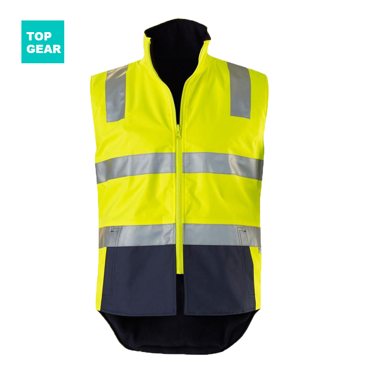 Men's hi-viz softshell vest with stand collar 