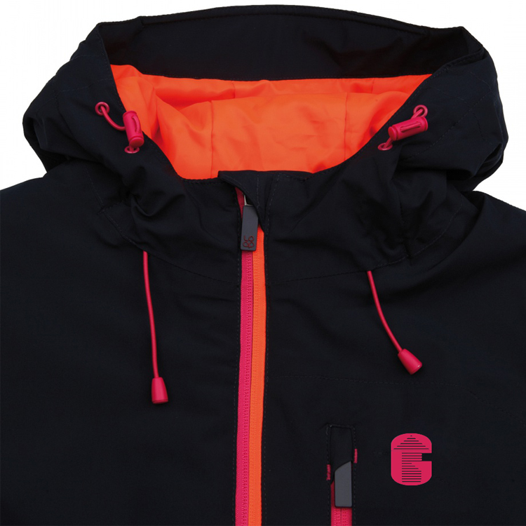 Women's softshell ski jacket with connected hood