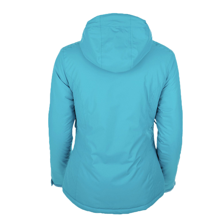 Women's blue ski jacket with detachable hood